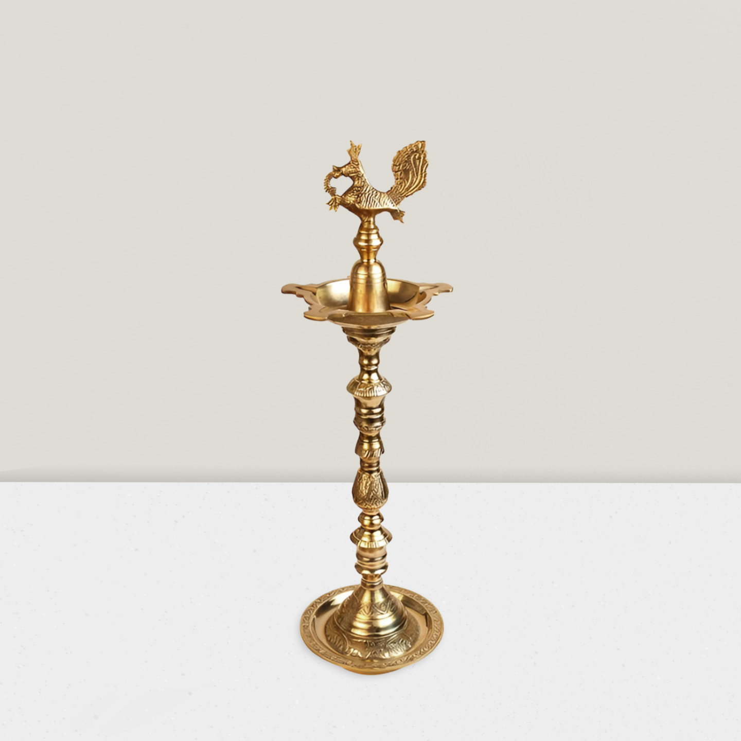 Elegant 3 Feet Brass Diyas for Auspicious Decor - Image 2