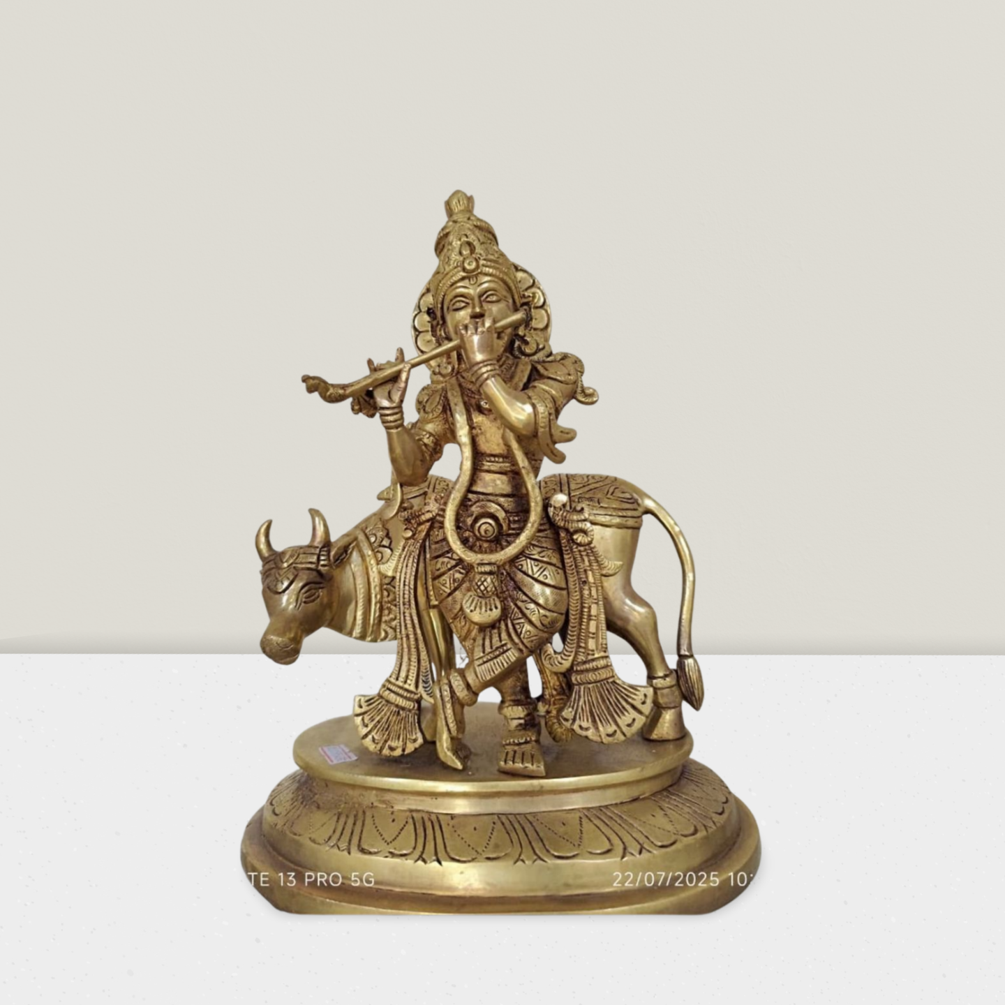 Divine Cow Krishna Brass Idol