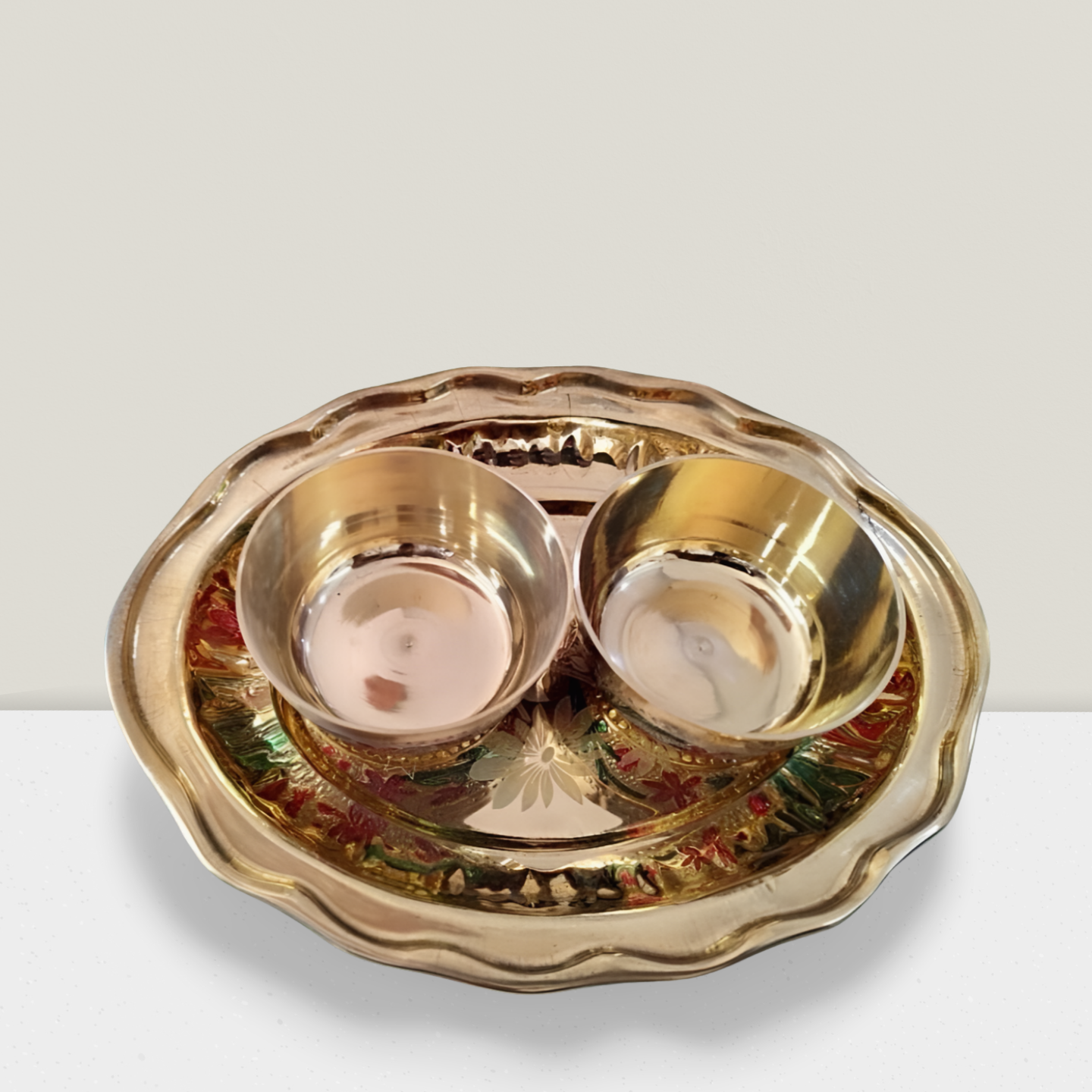 Traditional Brass Plate with Bowls – Perfect for Pooja & Serving