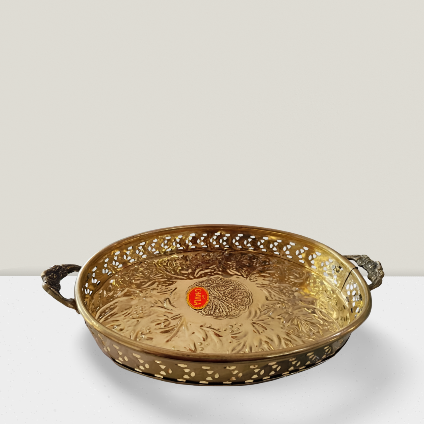 Traditional Brass Pooja Tray for Auspicious Rituals